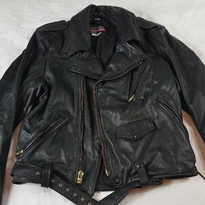 Brooks Black Leather Biker Jacket Womens Size 42